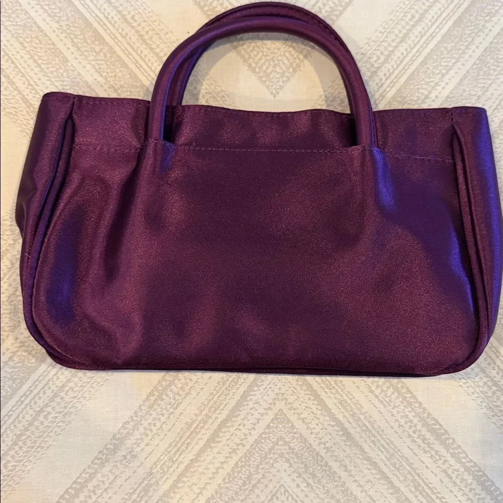 Purple Satin Evening Bag with Matching Wristlet Purse